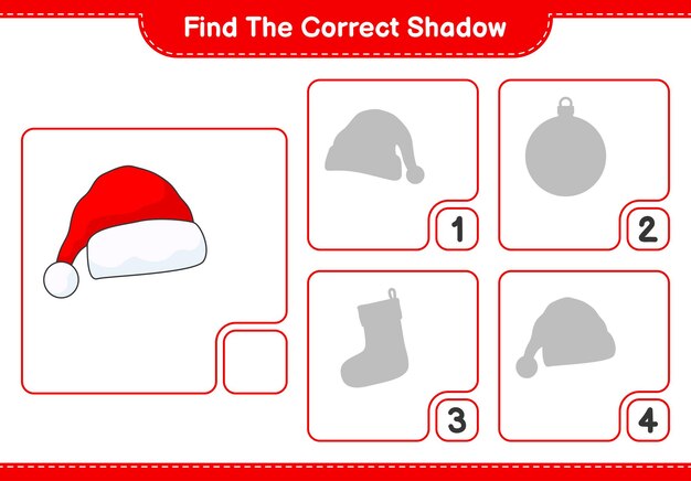 Encuentra la sombra correcta Encuentra y combina la sombra correcta de Santa Hat Juego educativo para niños