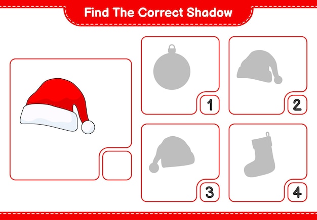 Encuentra la sombra correcta Encuentra y combina la sombra correcta de Santa Hat Juego educativo para niños