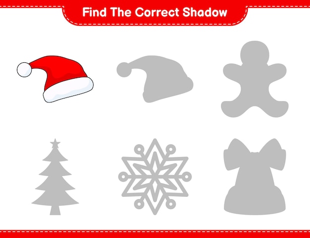 Encuentra la sombra correcta Encuentra y combina la sombra correcta de Santa Hat Juego educativo para niños