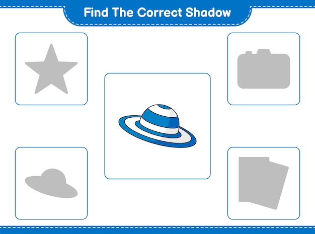 Encuentra la sombra correcta encuentra y combina la sombra correcta de summer hat juego educativo para niños