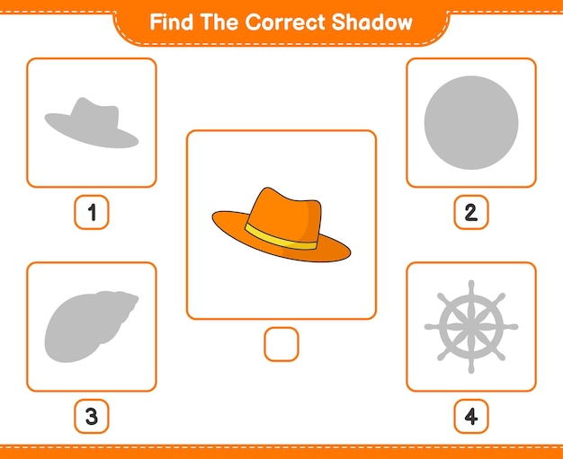 Encuentra la sombra correcta encuentra y combina la sombra correcta de summer hat juego educativo para niños