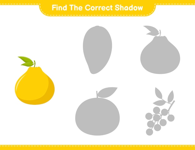 Encuentra la sombra correcta. encuentra y combina la sombra correcta de ugli. juego educativo para niños, hoja de trabajo imprimible