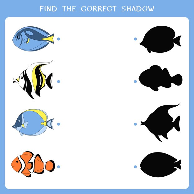 Encuentra la sombra correcta para los peces hoja de cálculo vectorial