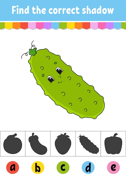 Encuentra la sombra correcta. Pepino vegetal