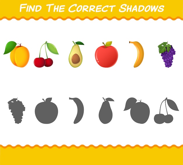 Encuentra las sombras correctas de frutas de dibujos animados