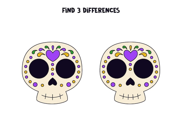 Encuentra tres diferencias entre dos calaveras mexicanas