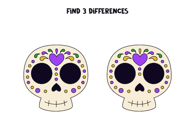 Encuentra tres diferencias entre dos calaveras mexicanas