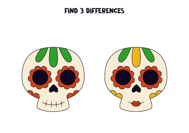 Encuentra tres diferencias entre dos calaveras mexicanas