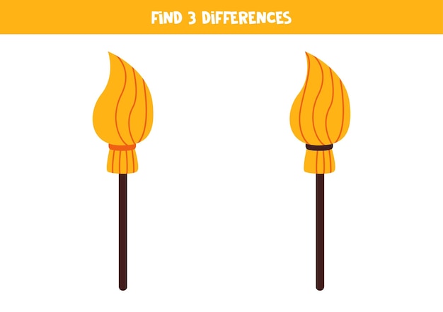 Encuentra tres diferencias entre dos escobas de dibujos animados