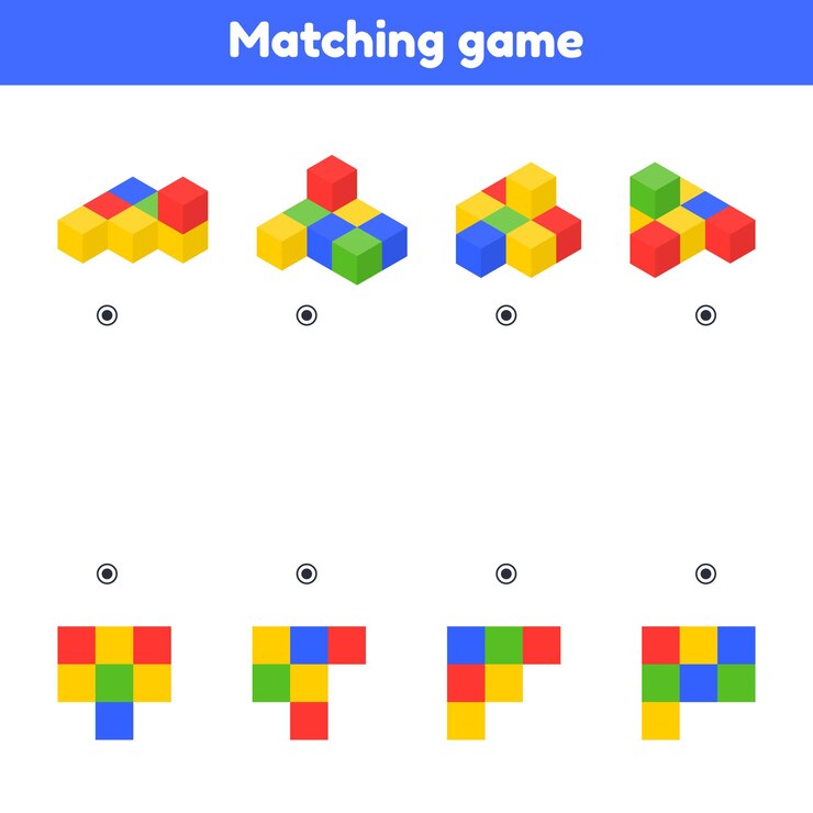 Vector encuentra la vista superior. juego de correspondencias.