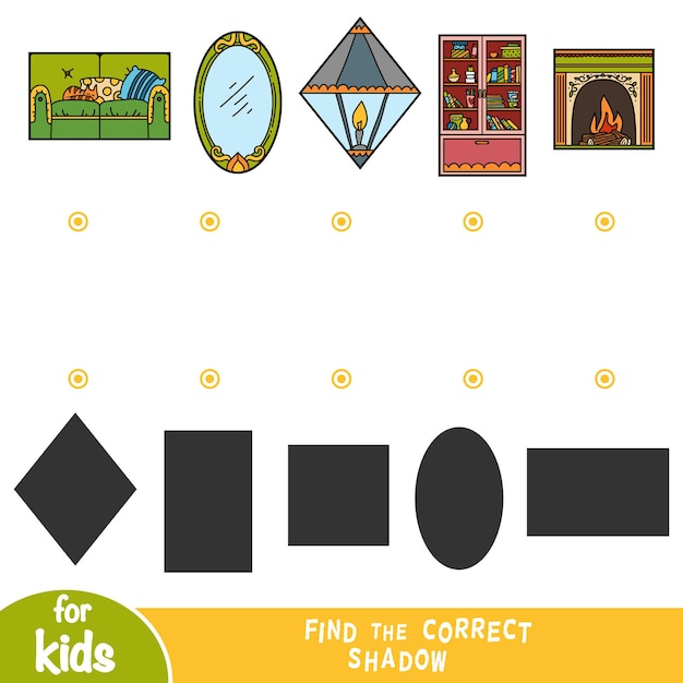 Encuentre el juego de educación de sombras correcto para niños conjunto de objetos geométricos caseros
