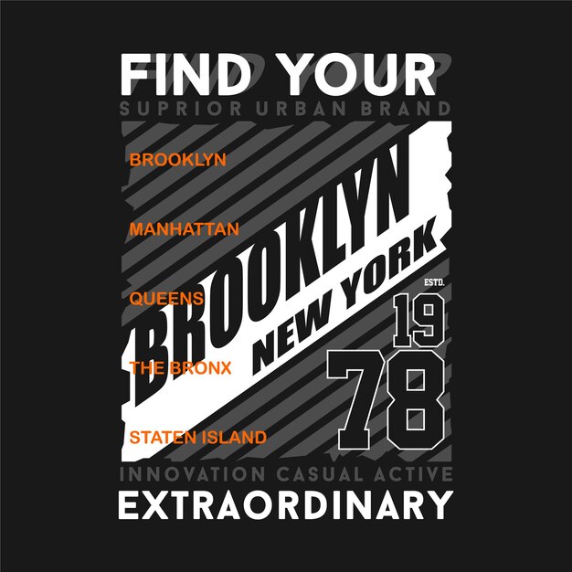 encuentre su extraordinaria ilustración de diseño de camiseta de tipografía gráfica de la ciudad de nueva york