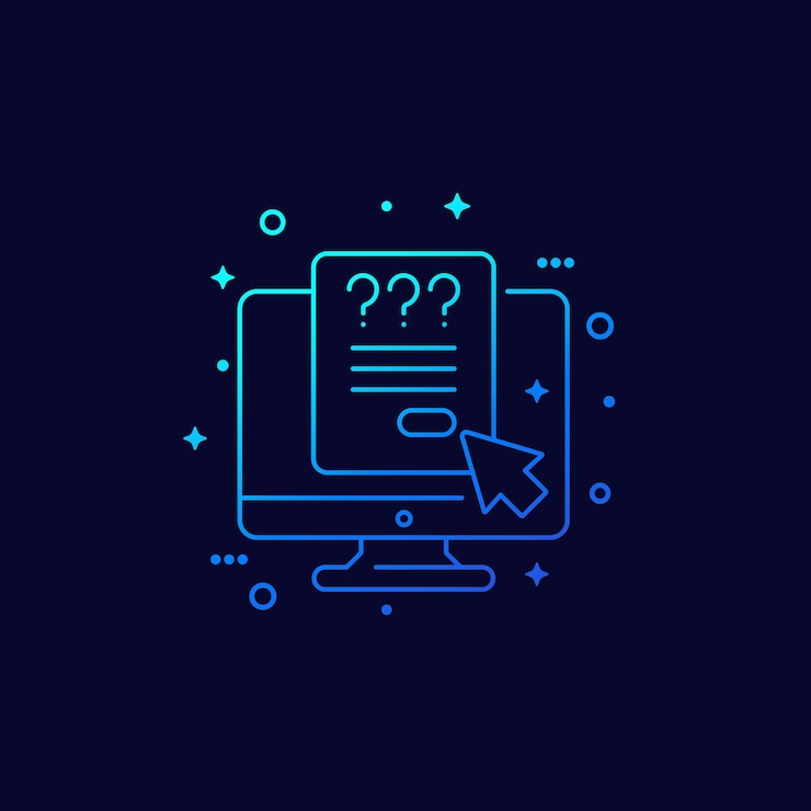 Vector encuesta o cuestionario en línea, icono lineal vectorial