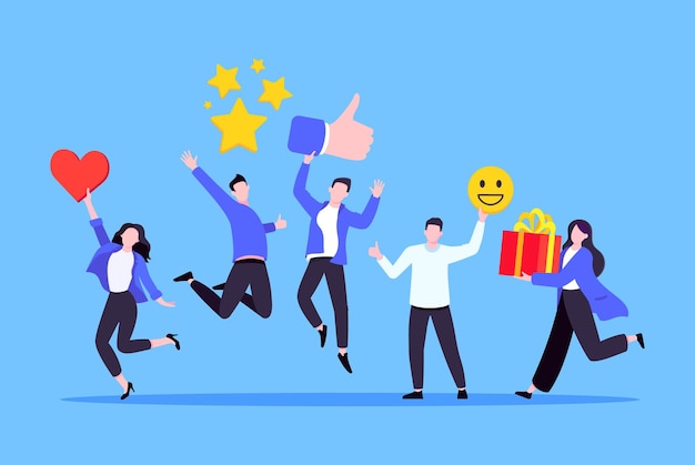 Encuesta de satisfacción laboral de retroalimentación de los empleados Ilustración vectorial plana del concepto de negocio