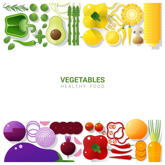 Endecha plana Verduras frescas en blanco