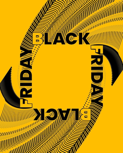 Energético diseño de Black Friday con líneas diagonales y fondo amarillo