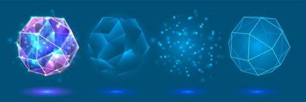 Energía de cristal vectorial y energía de los elementos resplandor de neón violeta azul