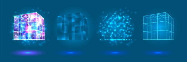 Energía de cristal vectorial y energía de los elementos resplandor de neón violeta azul