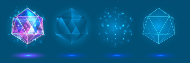 Energía de cristal vectorial y energía de los elementos resplandor de neón violeta azul