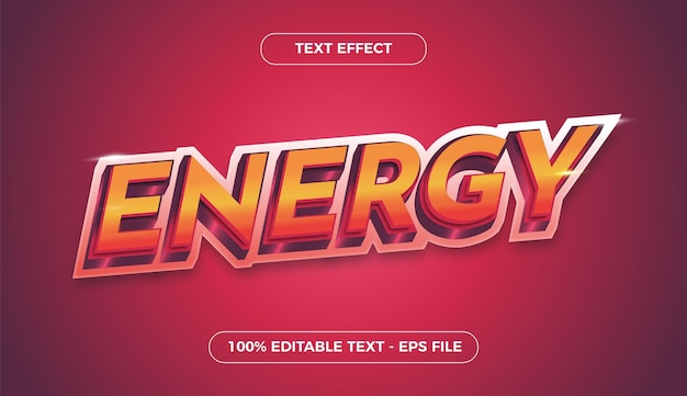 Vector energía con efecto de texto 3d editable de color rojo