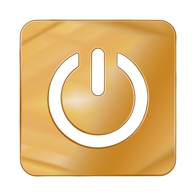 Energía de icono de web de cromo de metal de color dorado