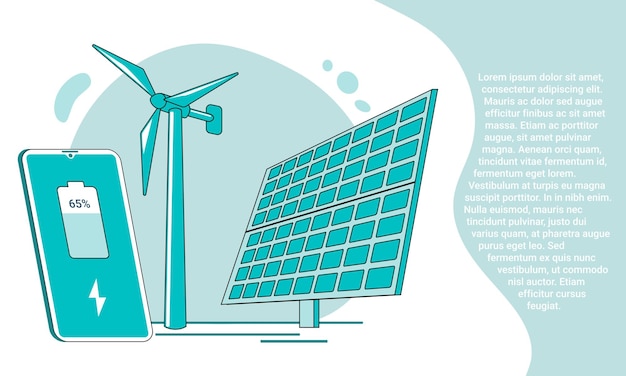 Energía verde El concepto de generar energía usando el sol y el viento Una ilustración
