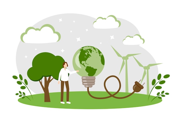 Energía verde a concepto de medio ambiente limpio Energía verde Problemas ecológicos Tecnologías ecológicas