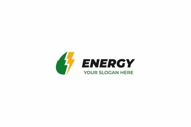 Vector energía verde plana con diseño de logotipo de rayo