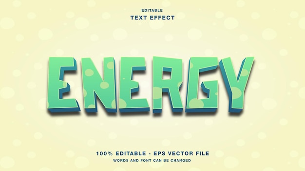 Vector energy cartoon game efecto de texto editable