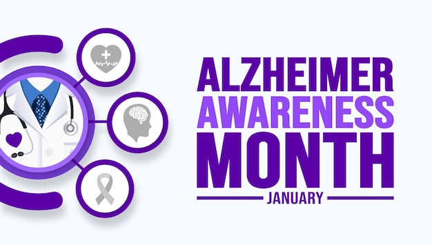 Enero es la plantilla de fondo del Mes de Concienciación de Alzheimer Banner de fondo del concepto de vacaciones