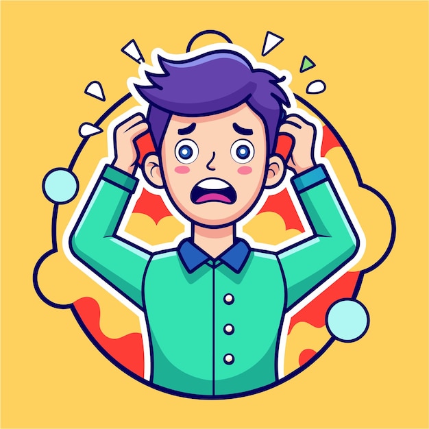 Enfadado nervioso preocupado psicólogo nube de pensamientos emociones infelicidad problemas mentales