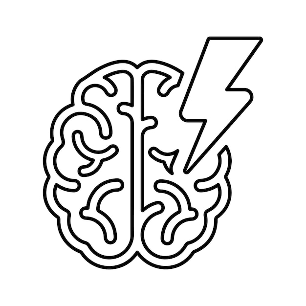 Enfermedad cerebral epilepsia icono de contorno Vector de arte de líneas