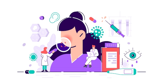 Enfermedad con tos, resfriado y estornudos. Tratamiento del coronavirus