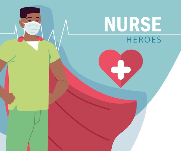 Enfermera hombre con dibujos animados de capa