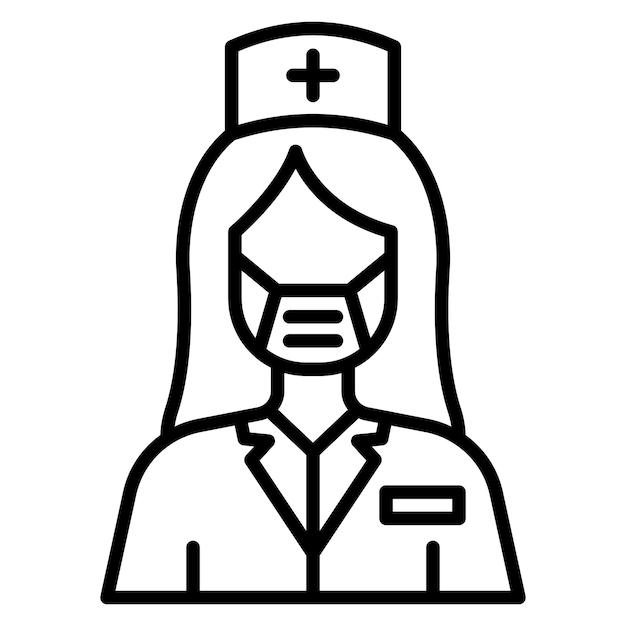La enfermera con el icono del vector de la máscara se puede utilizar para el conjunto de iconos de enfermería