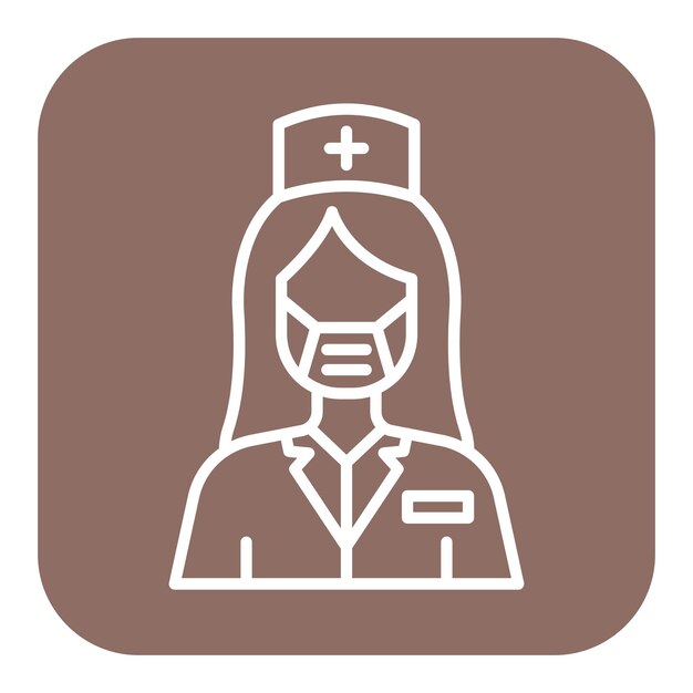 La enfermera con el icono del vector de la máscara se puede utilizar para el conjunto de iconos de enfermería