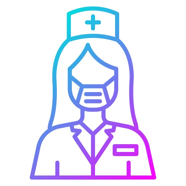 La enfermera con el icono del vector de la máscara se puede utilizar para el conjunto de iconos de enfermería