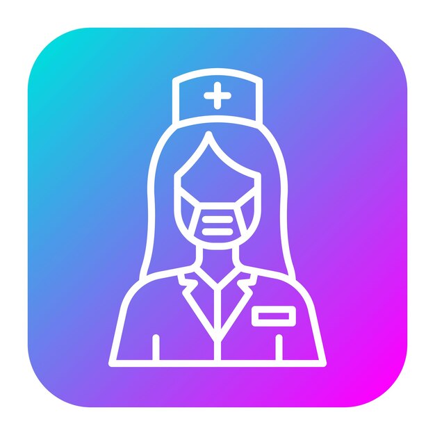 La enfermera con el icono del vector de la máscara se puede utilizar para el conjunto de iconos de enfermería