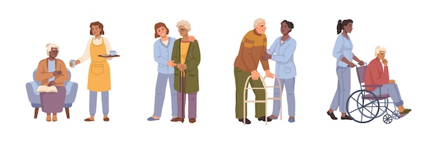 Enfermeras que atienden a personas mayores en hogares de ancianos