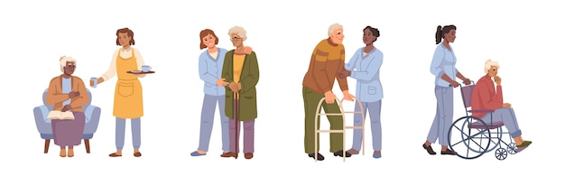 Enfermeras que atienden a personas mayores en hogares de ancianos