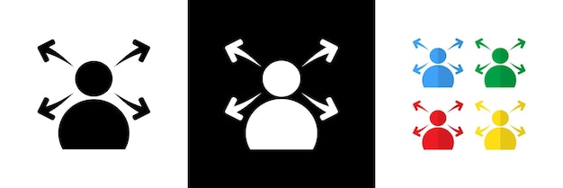 Enfoque holístico Iconos en blanco y negro y colorido