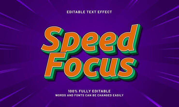 Vector enfoque de velocidad efectos de texto editables con un tema de juego y niños