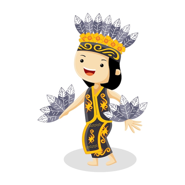 Enggang bird dance de kalimantan oriental vector illustration