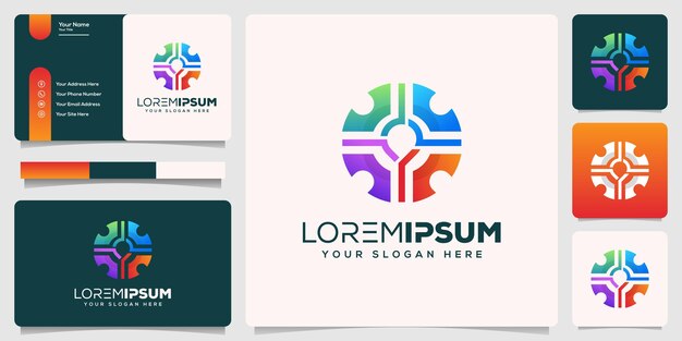 engranaje abstracto y diseño de logotipo pin