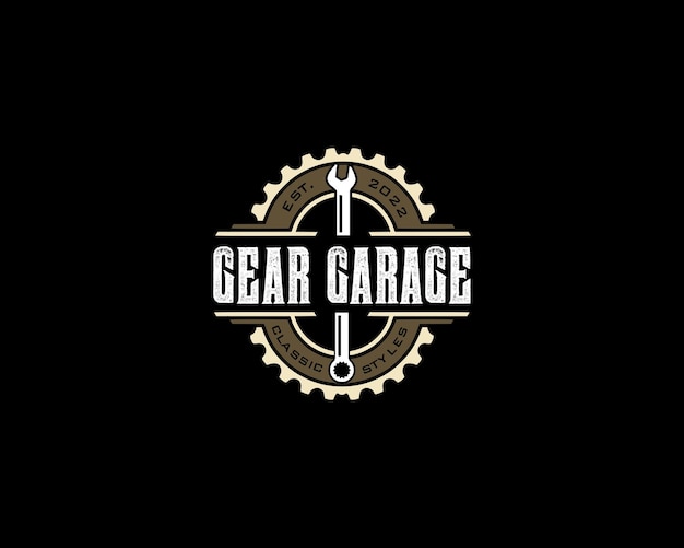 Engranaje garaje racing logo vintage