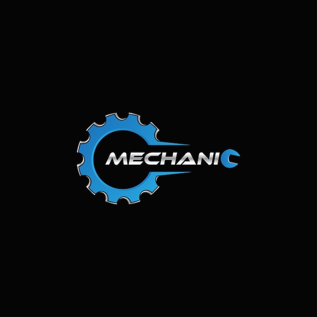 engranaje y llave mecánica logo icono vector