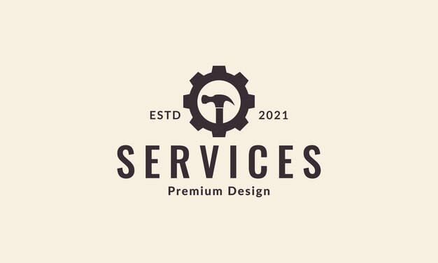 Engranaje con martillo logo vector símbolo icono diseño ilustración
