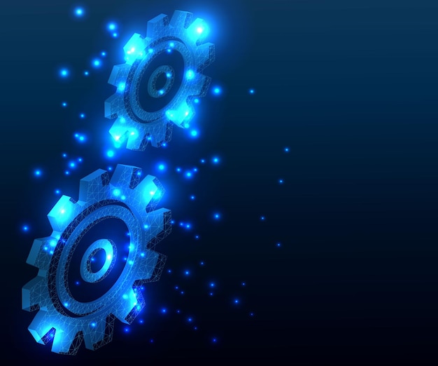 Engranaje polígono isométrico azul 2