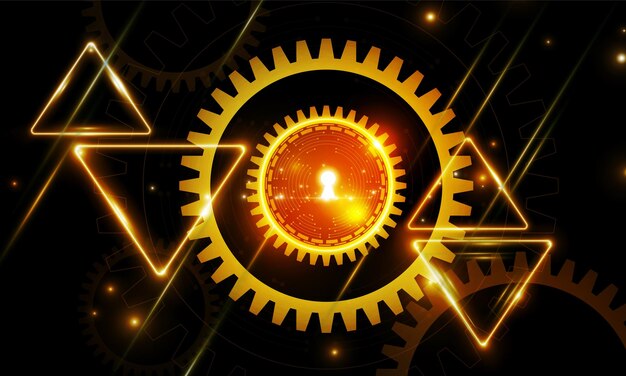 Engranaje de reloj abstracto en Key Door open Light out tecnología de fondo Concepto de comunicación de alta tecnología