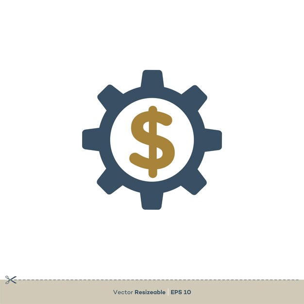 Engranaje y signo de dólar Vector Logo Plantilla Ilustración Diseño Vector EPS 10